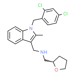 ChemSpider 2D Image | 1-[1-(2,4-Dichlorobenzyl)-2-methyl-1H-indol-3-yl]-N-(tetrahydro-2-furanylmethyl)methanamine | C22H24Cl2N2O