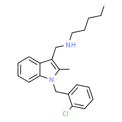 ChemSpider 2D Image | N-{[1-(2-Chlorobenzyl)-2-methyl-1H-indol-3-yl]methyl}-1-pentanamine | C22H27ClN2