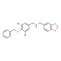 ChemSpider 2D Image | 1-(1,3-Benzodioxol-5-yl)-N-[4-(benzyloxy)-3,5-dibromobenzyl]methanamine | C22H19Br2NO3