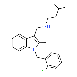 ChemSpider 2D Image | N-{[1-(2-Chlorobenzyl)-2-methyl-1H-indol-3-yl]methyl}-3-methyl-1-butanamine | C22H27ClN2
