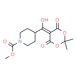 ChemSpider 2D Image | Methyl 4-[(2,2-dimethyl-4,6-dioxo-1,3-dioxan-5-ylidene)(hydroxy)methyl]-1-piperidinecarboxylate | C14H19NO7