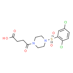 ChemSpider 2D Image | 4-{4-[(2,5-Dichlorophenyl)sulfonyl]-1-piperazinyl}-4-oxobutanoic acid | C14H16Cl2N2O5S