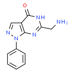 ChemSpider 2D Image | 1H-pyrazolo[3,4-d]pyrimidin-4-ol, 6-(aminomethyl)-1-phenyl- | C12H11N5O