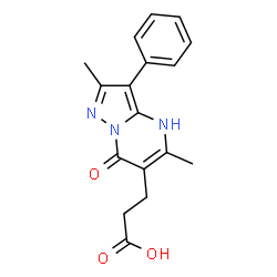 ChemSpider 2D Image | 3-(2,5-Dimethyl-7-oxo-3-phenyl-4,7-dihydropyrazolo[1,5-a]pyrimidin-6-yl)propanoic acid | C17H17N3O3