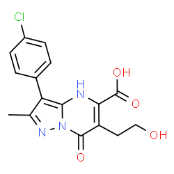 ChemSpider 2D Image | 3-(4-Chlorophenyl)-6-(2-hydroxyethyl)-2-methyl-7-oxo-4,7-dihydropyrazolo[1,5-a]pyrimidine-5-carboxylic acid | C16H14ClN3O4