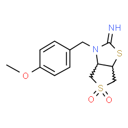 ChemSpider 2D Image | 3-(4-Methoxybenzyl)tetrahydrothieno[3,4-d][1,3]thiazol-2(3H)-imine 5,5-dioxide | C13H16N2O3S2