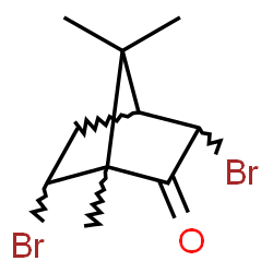 ChemSpider 2D Image | 3,6-Dibromo-1,7,7-trimethylbicyclo[2.2.1]heptan-2-one | C10H14Br2O