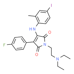 ChemSpider 2D Image | 1-[2-(Diethylamino)ethyl]-3-(4-fluorophenyl)-4-[(4-iodo-2-methylphenyl)amino]-1H-pyrrole-2,5-dione | C23H25FIN3O2