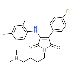 ChemSpider 2D Image | 1-[4-(Dimethylamino)butyl]-3-(4-fluorophenyl)-4-[(2-iodo-4-methylphenyl)amino]-1H-pyrrole-2,5-dione | C23H25FIN3O2