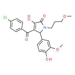ChemSpider 2D Image | 4-(4-Chlorobenzoyl)-3-hydroxy-5-(4-hydroxy-3-methoxyphenyl)-1-(3-methoxypropyl)-1,5-dihydro-2H-pyrrol-2-one | C22H22ClNO6