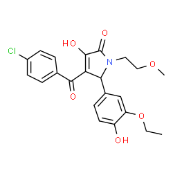ChemSpider 2D Image | 4-(4-Chlorobenzoyl)-5-(3-ethoxy-4-hydroxyphenyl)-3-hydroxy-1-(2-methoxyethyl)-1,5-dihydro-2H-pyrrol-2-one | C22H22ClNO6