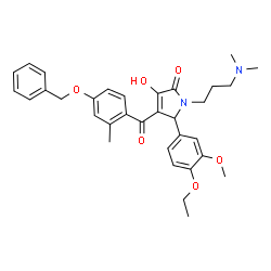 ChemSpider 2D Image | 4-[4-(Benzyloxy)-2-methylbenzoyl]-1-[3-(dimethylamino)propyl]-5-(4-ethoxy-3-methoxyphenyl)-3-hydroxy-1,5-dihydro-2H-pyrrol-2-one | C33H38N2O6