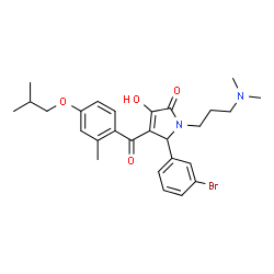 ChemSpider 2D Image | 5-(3-Bromophenyl)-1-[3-(dimethylamino)propyl]-3-hydroxy-4-(4-isobutoxy-2-methylbenzoyl)-1,5-dihydro-2H-pyrrol-2-one | C27H33BrN2O4