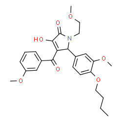 ChemSpider 2D Image | 5-(4-Butoxy-3-methoxyphenyl)-3-hydroxy-4-(3-methoxybenzoyl)-1-(2-methoxyethyl)-1,5-dihydro-2H-pyrrol-2-one | C26H31NO7