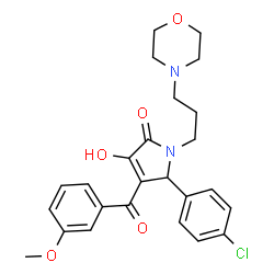 ChemSpider 2D Image | 5-(4-Chlorophenyl)-3-hydroxy-4-(3-methoxybenzoyl)-1-[3-(4-morpholinyl)propyl]-1,5-dihydro-2H-pyrrol-2-one | C25H27ClN2O5