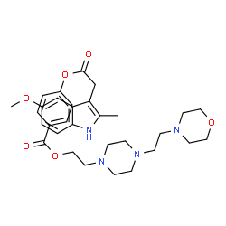 ChemSpider 2D Image | 2-{4-[2-(4-Morpholinyl)ethyl]-1-piperazinyl}ethyl 4-[2-(5-methoxy-2-methyl-1H-indol-3-yl)acetoxy]benzoate | C31H40N4O6