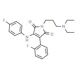 ChemSpider 2D Image | 1-[3-(Diethylamino)propyl]-3-(2-fluorophenyl)-4-[(4-iodophenyl)amino]-1H-pyrrole-2,5-dione | C23H25FIN3O2