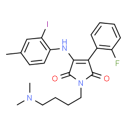 ChemSpider 2D Image | 1-[4-(Dimethylamino)butyl]-3-(2-fluorophenyl)-4-[(2-iodo-4-methylphenyl)amino]-1H-pyrrole-2,5-dione | C23H25FIN3O2