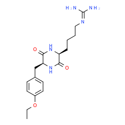 ChemSpider 2D Image | 2-{4-[(2S,5S)-5-(4-Ethoxybenzyl)-3,6-dioxo-2-piperazinyl]butyl}guanidine | C18H27N5O3