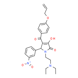 ChemSpider 2D Image | 4-[4-(Allyloxy)benzoyl]-1-[2-(diethylamino)ethyl]-3-hydroxy-5-(3-nitrophenyl)-1,5-dihydro-2H-pyrrol-2-one | C26H29N3O6