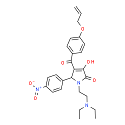 ChemSpider 2D Image | 4-[4-(Allyloxy)benzoyl]-1-[2-(diethylamino)ethyl]-3-hydroxy-5-(4-nitrophenyl)-1,5-dihydro-2H-pyrrol-2-one | C26H29N3O6