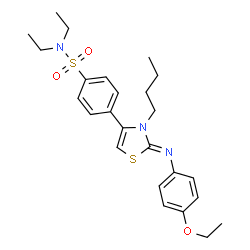 ChemSpider 2D Image | 4-{(2Z)-3-Butyl-2-[(4-ethoxyphenyl)imino]-2,3-dihydro-1,3-thiazol-4-yl}-N,N-diethylbenzenesulfonamide | C25H33N3O3S2
