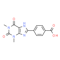 ChemSpider 2D Image | 4-(1,3-Dimethyl-2,6-dioxo-2,3,6,7-tetrahydro-1H-purin-8-yl)benzoic acid | C14H12N4O4