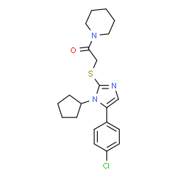 ChemSpider 2D Image | 2-{[5-(4-Chlorophenyl)-1-cyclopentyl-1H-imidazol-2-yl]sulfanyl}-1-(1-piperidinyl)ethanone | C21H26ClN3OS