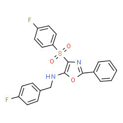 ChemSpider 2D Image | N-(4-Fluorobenzyl)-4-[(4-fluorophenyl)sulfonyl]-2-phenyl-1,3-oxazol-5-amine | C22H16F2N2O3S