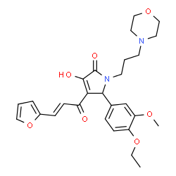 ChemSpider 2D Image | 5-(4-Ethoxy-3-methoxyphenyl)-4-[(2E)-3-(2-furyl)-2-propenoyl]-3-hydroxy-1-[3-(4-morpholinyl)propyl]-1,5-dihydro-2H-pyrrol-2-one | C27H32N2O7