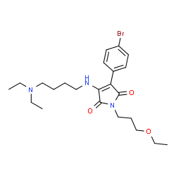 ChemSpider 2D Image | 3-(4-Bromophenyl)-4-{[4-(diethylamino)butyl]amino}-1-(3-ethoxypropyl)-1H-pyrrole-2,5-dione | C23H34BrN3O3