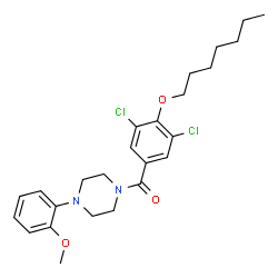 ChemSpider 2D Image | [3,5-Dichloro-4-(heptyloxy)phenyl][4-(2-methoxyphenyl)-1-piperazinyl]methanone | C25H32Cl2N2O3