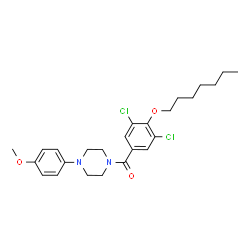 ChemSpider 2D Image | [3,5-Dichloro-4-(heptyloxy)phenyl][4-(4-methoxyphenyl)-1-piperazinyl]methanone | C25H32Cl2N2O3