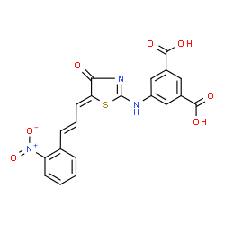 ChemSpider 2D Image | 5-({(5Z)-5-[(2E)-3-(2-Nitrophenyl)-2-propen-1-ylidene]-4-oxo-4,5-dihydro-1,3-thiazol-2-yl}amino)isophthalic acid | C20H13N3O7S