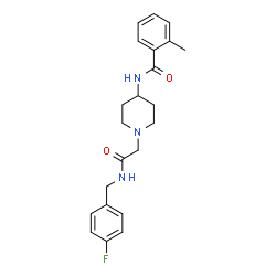 ChemSpider 2D Image | N-(1-{2-[(4-Fluorobenzyl)amino]-2-oxoethyl}-4-piperidinyl)-2-methylbenzamide | C22H26FN3O2