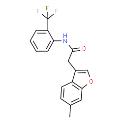 ChemSpider 2D Image | 2-(6-Methyl-1-benzofuran-3-yl)-N-[2-(trifluoromethyl)phenyl]acetamide | C18H14F3NO2