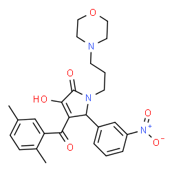 ChemSpider 2D Image | 4-(2,5-Dimethylbenzoyl)-3-hydroxy-1-[3-(4-morpholinyl)propyl]-5-(3-nitrophenyl)-1,5-dihydro-2H-pyrrol-2-one | C26H29N3O6
