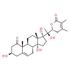 ChemSpider 2D Image | (3beta,22R)-3,14,17,20-Tetrahydroxy-22,26-epoxyergosta-5,24-diene-1,26-dione | C28H40O7