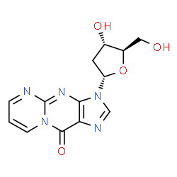 ChemSpider 2D Image | 3-(2-Deoxy-alpha-D-erythro-pentofuranosyl)pyrimido[1,2-a]purin-10(3H)-one | C13H13N5O4