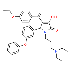 ChemSpider 2D Image | 1-[3-(Diethylamino)propyl]-4-(4-ethoxybenzoyl)-3-hydroxy-5-(3-phenoxyphenyl)-1,5-dihydro-2H-pyrrol-2-one | C32H36N2O5