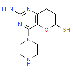 ChemSpider 2D Image | 2-Amino-4-(1-piperazinyl)-7,8-dihydro-6H-pyrano[3,2-d]pyrimidine-6-thiol | C11H17N5OS
