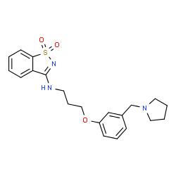 ChemSpider 2D Image | N-{3-[3-(1-Pyrrolidinylmethyl)phenoxy]propyl}-1,2-benzothiazol-3-amine 1,1-dioxide | C21H25N3O3S