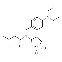 ChemSpider 2D Image | N-[4-(Diethylamino)benzyl]-N-(1,1-dioxidotetrahydro-3-thiophenyl)-3-methylbutanamide | C20H32N2O3S