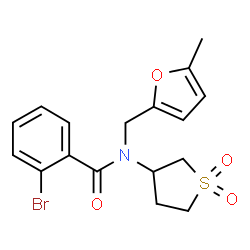 ChemSpider 2D Image | 2-Bromo-N-(1,1-dioxidotetrahydro-3-thiophenyl)-N-[(5-methyl-2-furyl)methyl]benzamide | C17H18BrNO4S