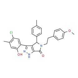 ChemSpider 2D Image | 3-(5-Chloro-2-hydroxy-4-methylphenyl)-5-[2-(4-methoxyphenyl)ethyl]-4-(4-methylphenyl)-4,5-dihydropyrrolo[3,4-c]pyrazol-6(1H)-one | C28H26ClN3O3