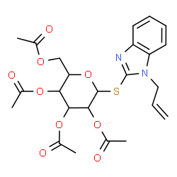 ChemSpider 2D Image | 1-Allyl-1H-benzimidazol-2-yl 2,3,4,6-tetra-O-acetyl-1-thiohexopyranoside | C24H28N2O9S