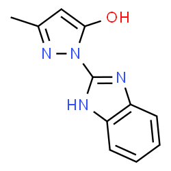 ChemSpider 2D Image | 1-(1H-Benzimidazol-2-yl)-3-methyl-1H-pyrazol-5-ol | C11H10N4O