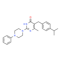 ChemSpider 2D Image | 5-(4-Isopropylbenzyl)-6-methyl-2-(4-phenylpiperazin-1-yl)pyrimidin-4-ol | C25H30N4O