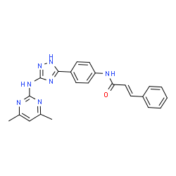 ChemSpider 2D Image | (2E)-N-(4-{3-[(4,6-Dimethyl-2-pyrimidinyl)amino]-1H-1,2,4-triazol-5-yl}phenyl)-3-phenylacrylamide | C23H21N7O