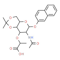 ChemSpider 2D Image | 2-Naphthyl 2-acetamido-3-O-(1-carboxyethyl)-2-deoxy-4,6-O-isopropylidenehexopyranoside | C24H29NO8